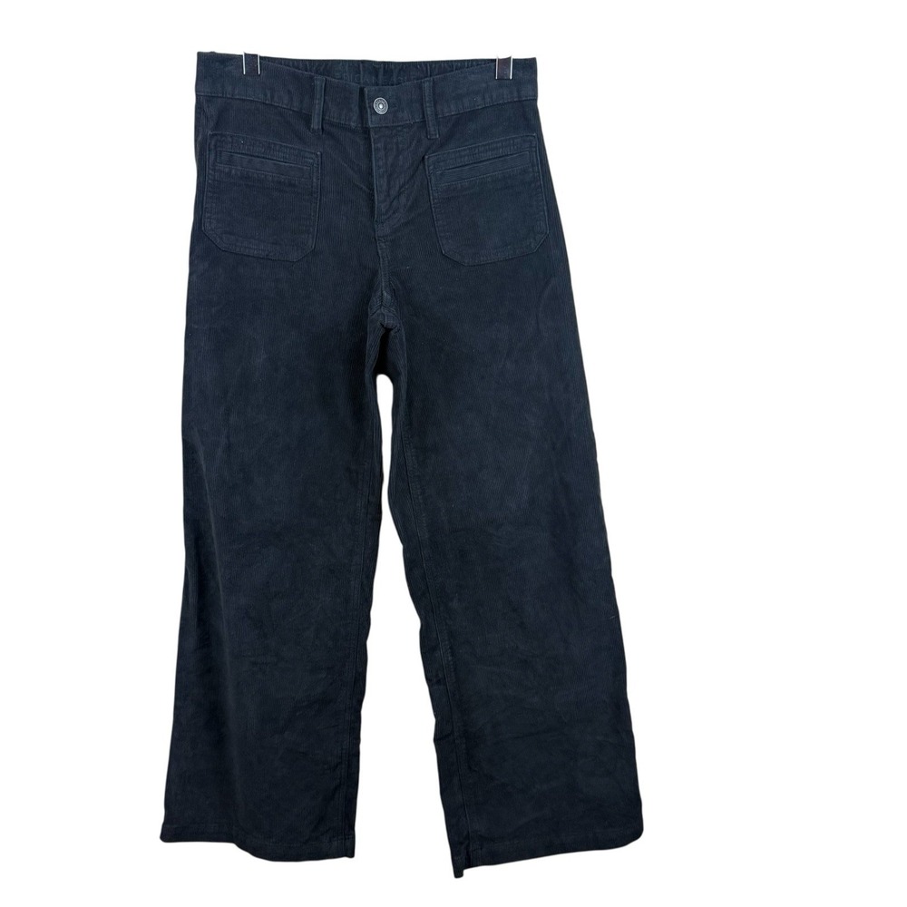 American Eagle Low Rise Baggy Wide Leg Corduroy Pants‎ Womens Sz 0 Black